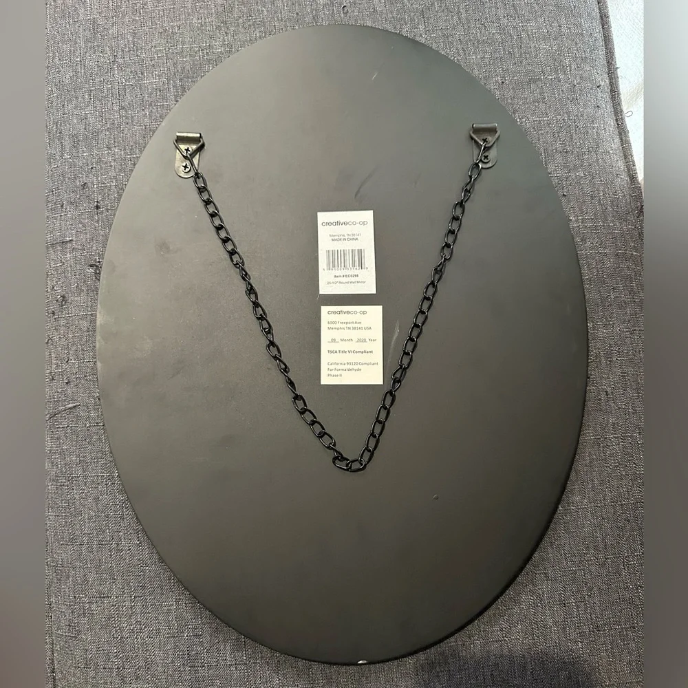 Creative Co-Op Black Oval Hanging Mirror 20 1/2”